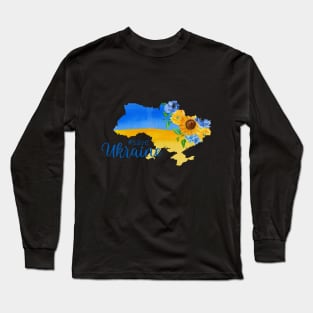 Save Ukraine, design with flower map of Ukraine Long Sleeve T-Shirt